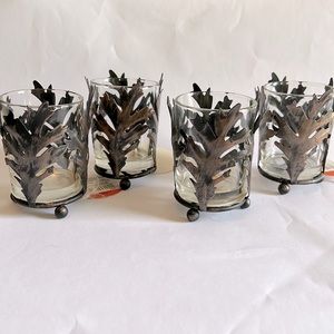 Tea light candle metal holder set of 4